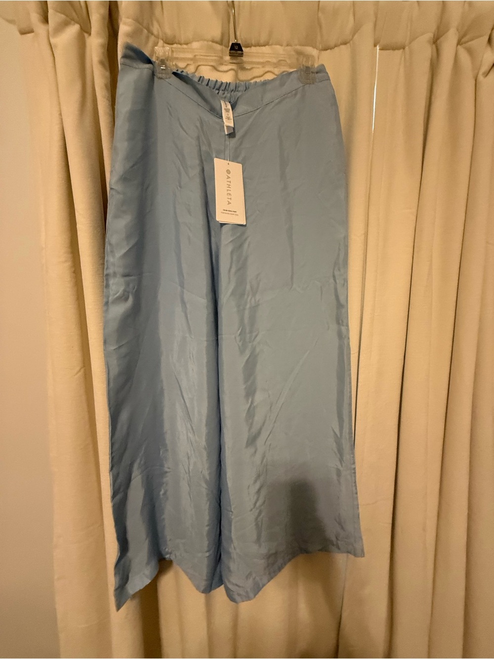 Athleta Light Blue Wide Leg Satin Pants